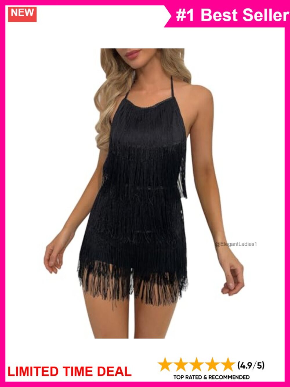 Sexy Backless Fringe Halter Mini Dress Boho Tassel Club Party Festival Romper